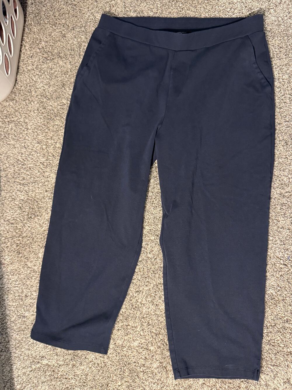 Susan Graver Weekend Navy Blue Pull On Elastic Waist Stretch Pants Women's Sz M